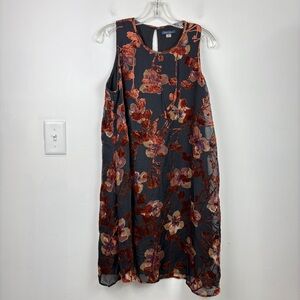 Tommy Hilfiger Black and Red Sleeveless  Burnout Velvet Mesh Dress